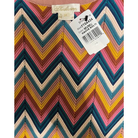 NWT Shoshanna Leia Chevron Stripe Midi Dress – Size Medium - Picture 5 of 8